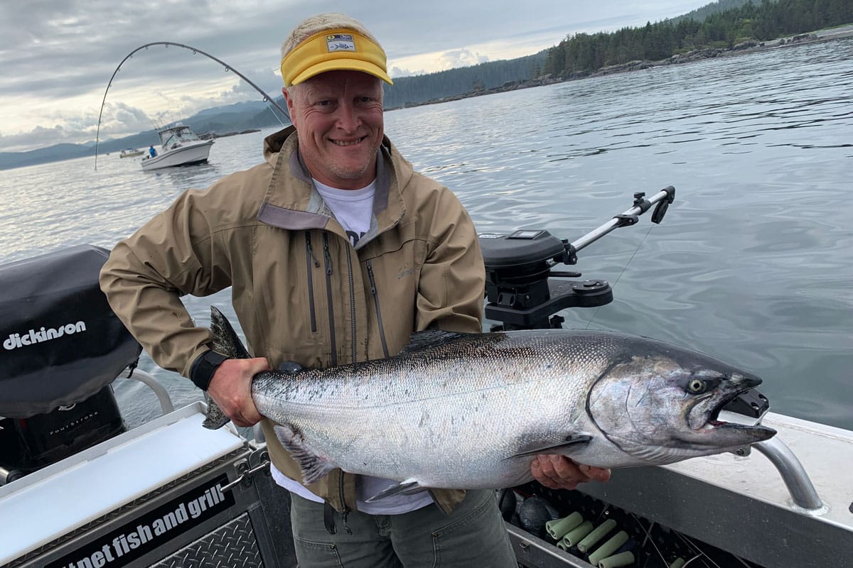 Large salmon held during a Leisure Suit Charters trip