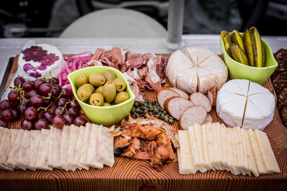 Charcuterie on a Leisure Suit Charters trip
